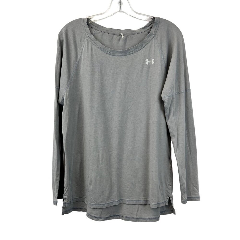 Under Armour Womens Round Neck Pullover Long Sleeve Tee Gray Size M